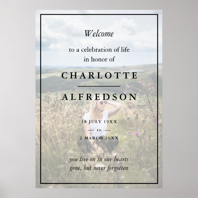 Elegante Beerdigung | Chic Memorial Service Foto Poster (Vorne)