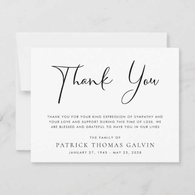 Elegante Beerdigung Danke (Vorderseite)