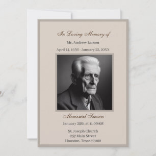 Elegante Beerdigung/Gedenkfeier Einladung