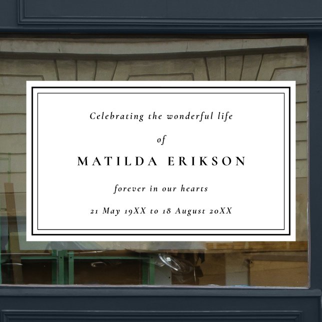 Elegante Beerdigung | Klassik in Love Memory Fensteraufkleber (Von Creator hochgeladen)