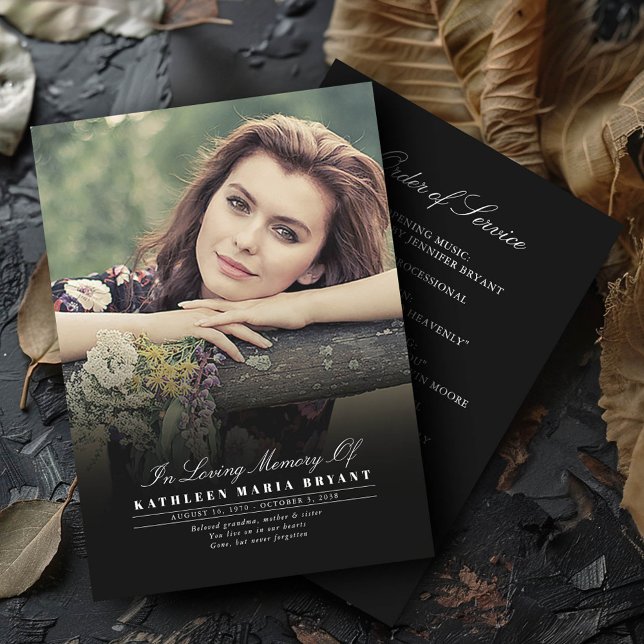 Elegante Beerdigungsfeierprogramme mit Foto Programm (Order of Service Funeral Ceremony Programs With Photo)