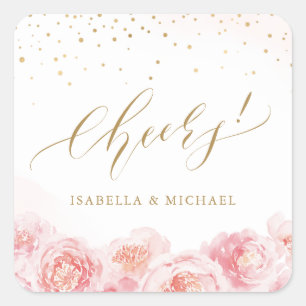 Elegante Beifall-Skript Gold & Blütengefälligkeit Quadratischer Aufkleber