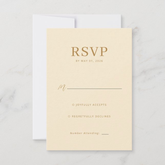 Elegante Beige-Antwortkarte RSVP Karte (Vorderseite)