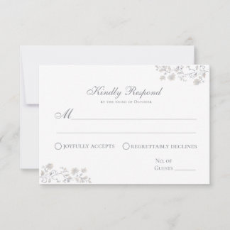 Elegante beige Blumen Hochzeit-Antwortkarte RSVP Karte