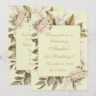 Elegante beige boho florale Geburtstagseinladung Einladung