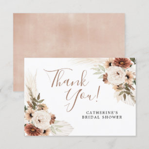 Elegante Beige Boho Pampas Grass Dankeschön Karte