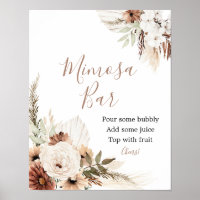 Elegante Beige Boho Pampas Grass Mimosa Bar Sign
