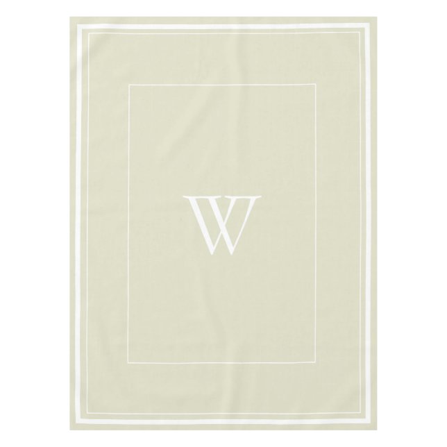 Elegante Beige Border Script Monogram Letter Showe Tischdecke (Vorderseite)