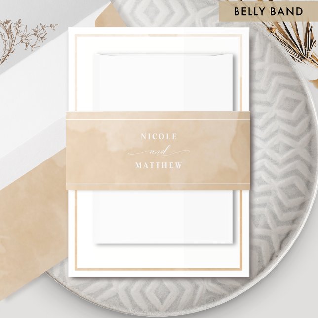 Elegante Beige Creme Watercolor, Hochzeit Einladungsbanderole (Von Creator hochgeladen)