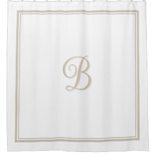 Elegante Beige Doppelgrenzschrift Monogram Duschvorhang