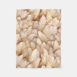 Elegante beige Federn Fleecedecke