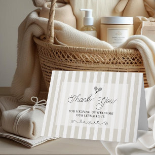 Elegante beige gestreifte Tennis-Dankeskarten Dankeskarte