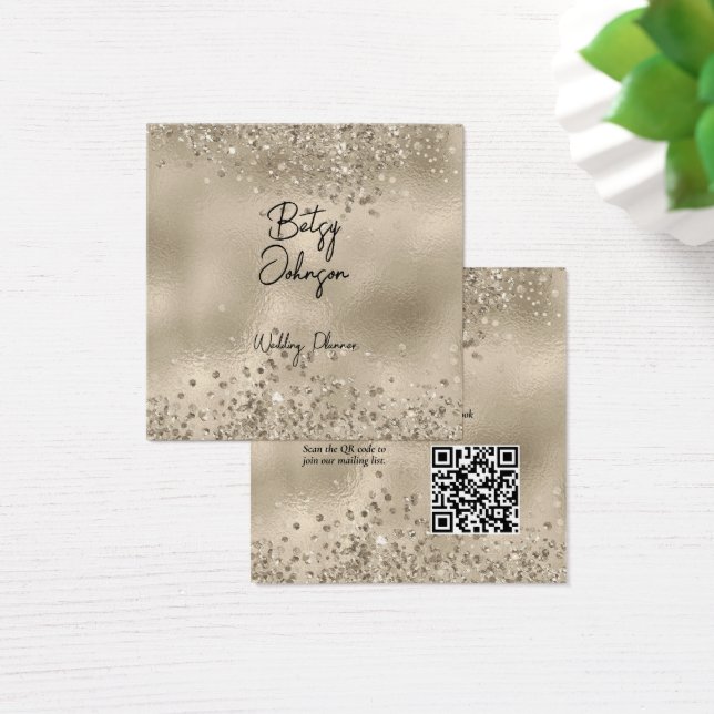 Elegante Beige Glitzer and Foil Business Card (Schreibtisch)