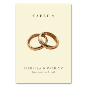 Elegante Beige Gold Ringe Tischnummer