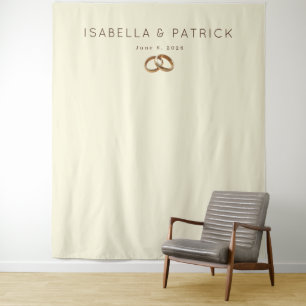 Elegante beige Hochzeitsringe Wandteppich