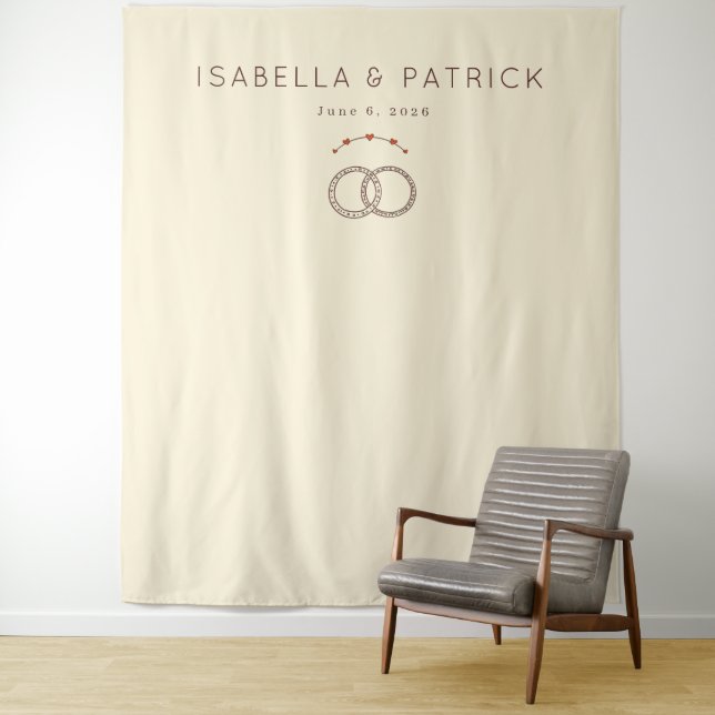 Elegante Beige Hochzeitsringe Wandteppich (Beispiel)