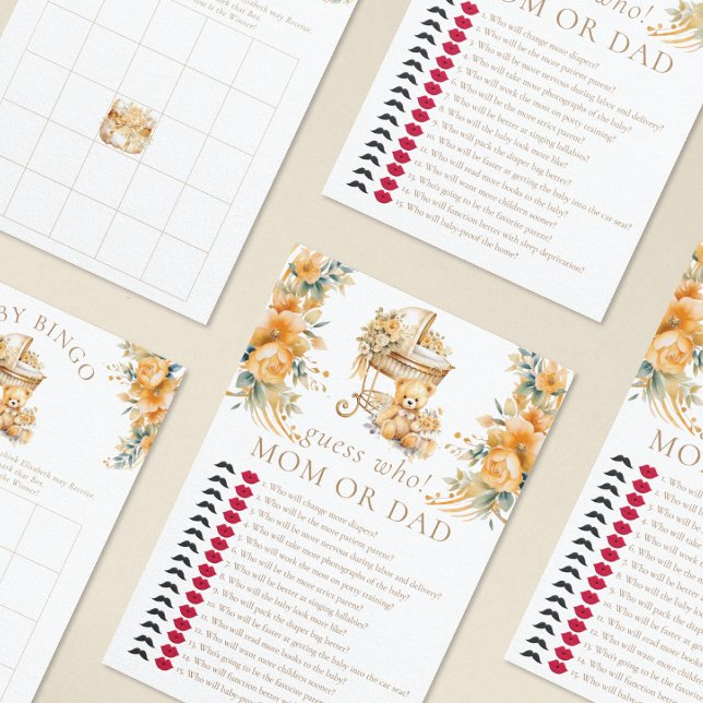 Elegante Beige & Imitats Gold Baby Dusche Ratet we (Von Creator hochgeladen)