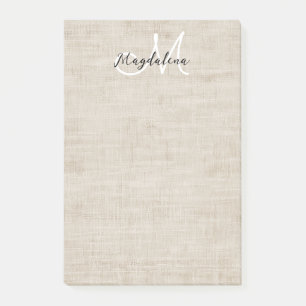 Elegante beige Leinenstruktur Post-it Klebezettel