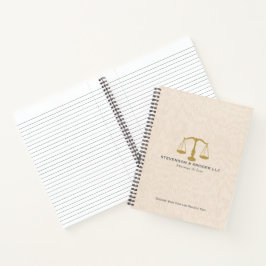 Elegante Beige Linen & Gold Justice Scale Notizbuch