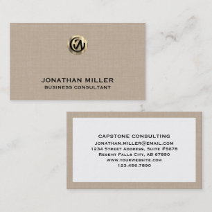 Elegante Beige Linen Print Business Card Visitenkarte