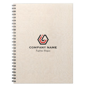 Elegante Beige Linen & Stehlogo Notizblock