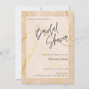 Elegante Beige Marble Gold Bridal Dusche Einladung