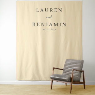 Elegante Beige-Minimalisten-Namen Wandteppich