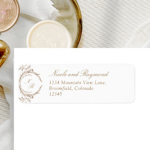 Elegante Beige Mit Monogramm Hochzeitsfeier Rückse