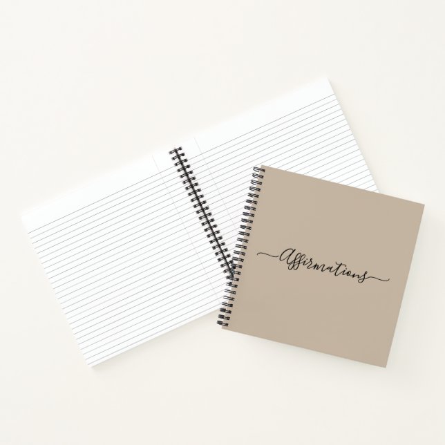Elegante Beige mit schwarzen Typografie-Affirmatio Notizbuch (Innenseite)