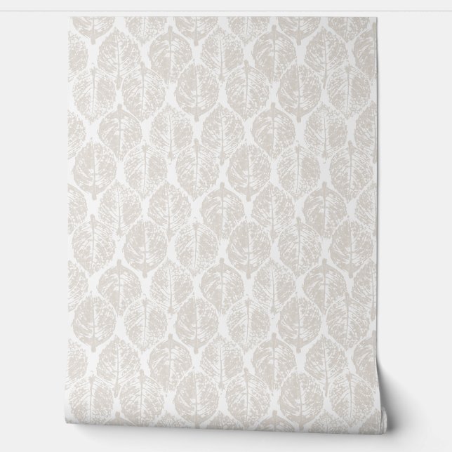 Elegante Beige Moderne botanische Hydrangea Ogee Tapete (Abrollen)