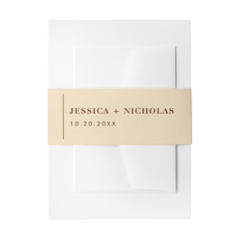 Elegante Beige Moderne Minimalistische Hochzeit Einladungsbanderole