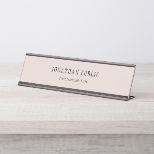 Elegante beige moderner Entwurfs-Schablone Browns Schreibtischnamensplakette