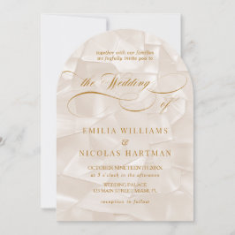 Elegante beige neutrale Foto-Hochzeit Einladung