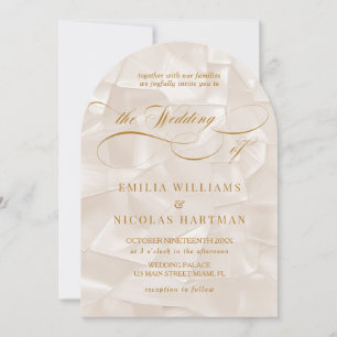 Elegante beige neutrale Foto-Hochzeit Einladung