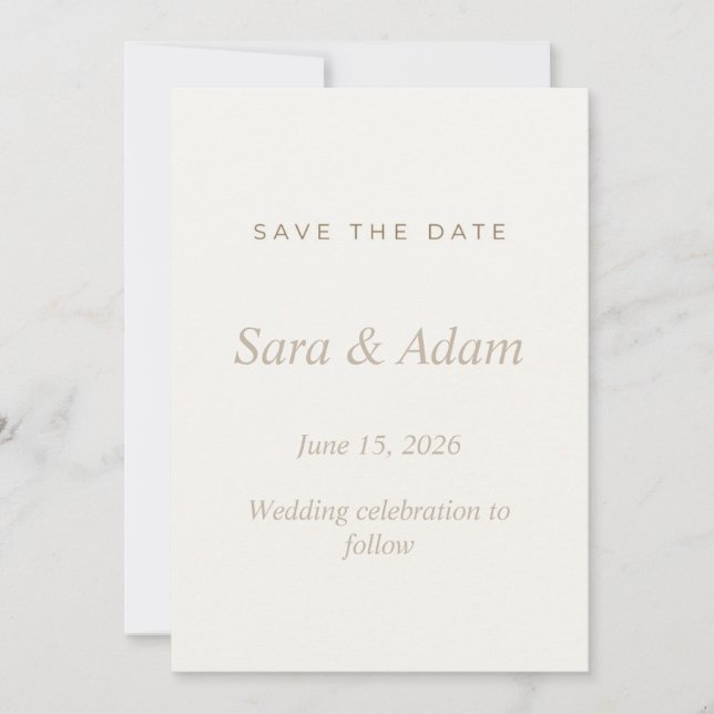 Elegante beige Save-the-Date-Hochzeit  Save The Date (Vorderseite)
