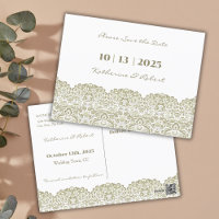 Elegante Beige Spitze Save the Date