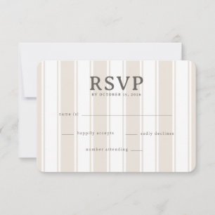 Elegante Beige Streifen RSVP Karte