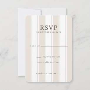 Elegante Beige Streifen RSVP Karte