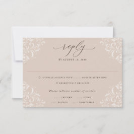Elegante Beige Taupe Klassische neutrale Hochzeit RSVP Karte