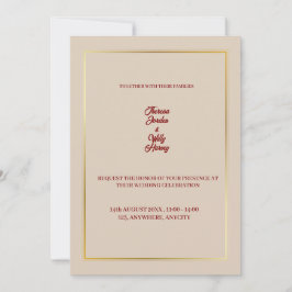 Elegante Beige- und Burgunder-Blumenhochzeitseinla Einladung