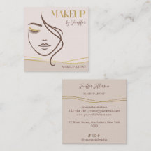Elegante Beige- und Gold-Makeup-Artist-Businesskar
