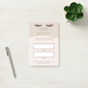 Elegante beige und goldene Wimpernbehandlung Post-it Klebezettel