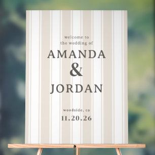 Elegante beige vertikale Streifen Acrylschild