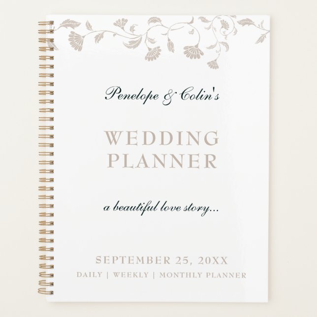 Elegante Beige Viktorianische Bibliothek Buchdecke Planer (Vorderseite)