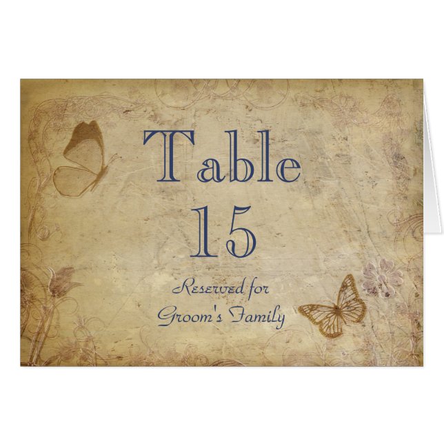 Elegante Beige Vintage Tischsitzkarte (Vorderseite (Horizontal))