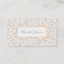 Elegante Beige Wirbel Damask Feminine Floral Visitenkarte
