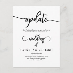 Elegante Bekanntgabe der Verschiebung des Hochzeit Postkarte