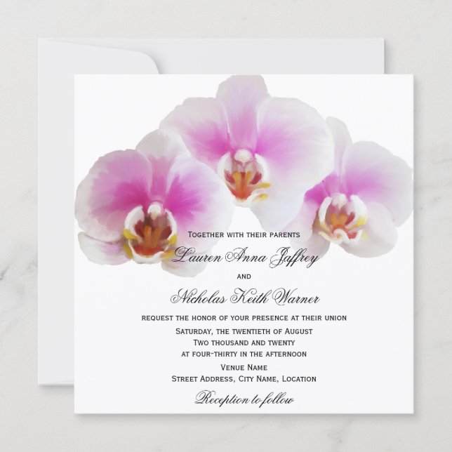 Elegante bemalte Orchideen Hochzeit Einladung (Vorderseite)