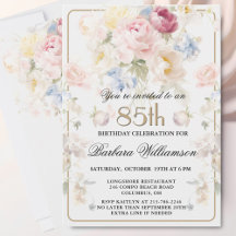 Elegante bemalte rosafarbene Floral zum 85. Geburt