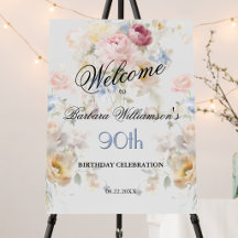 Elegante bemalte Rose Floral 90. Geburtstagsbegrüß